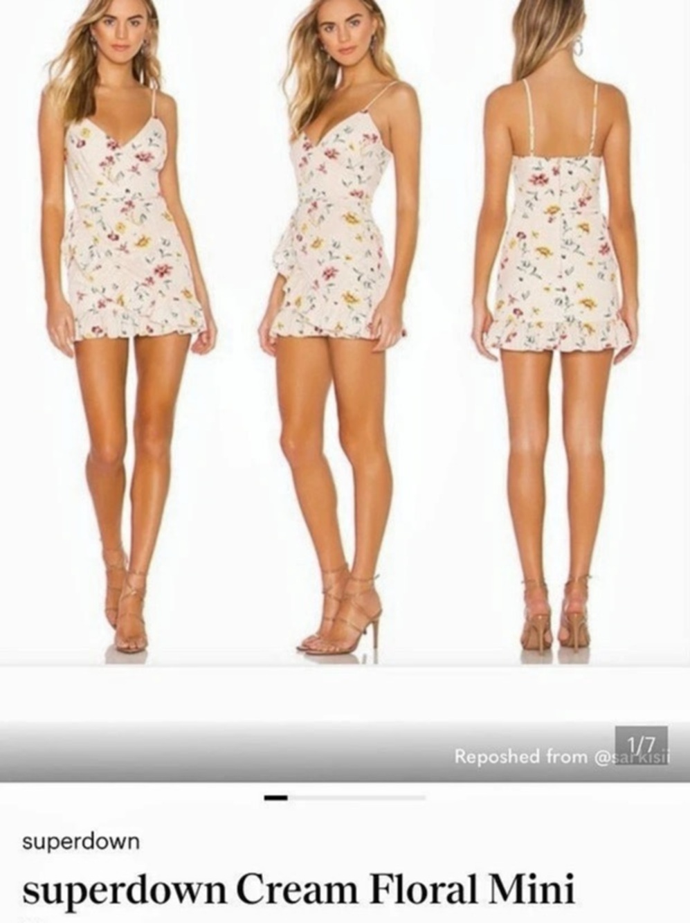 Superdown Arabella Ruffle Mini Dress Floral Cream Size Small